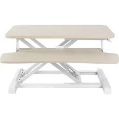 Sit stand desk frame Vivo Light Wood 26 Standing Desk Riser White Frame