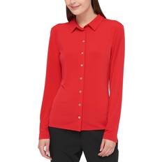 Tommy Hilfiger Women's Point-Collar Blouse Scarlet Scarlet