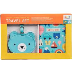 Petit Collage Luggage Tag and Passport Holder for Kids, Blue – Baby Travel Set Includes a Bear Luggage Tag and a Standard-Sized Kid’s Passport Cover