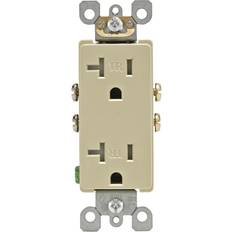 Wall Switches Leviton T5825-I 20 Amp, Tamper-Resistant, Decora Duplex Receptacle, Residential Grade, Ivory