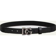 Dolce & Gabbana Polyester Belts Dolce & Gabbana Kid's DG Buckle Calfskin Belt NERO