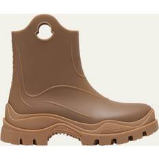 Leder Gummistiefel Moncler Chelsea Boots Envile aus Veloursleder Braun