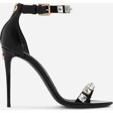 Dolce & Gabbana Damen Sandaletten Dolce & Gabbana Verzierte Sandalen aus Lackleder Schwarz