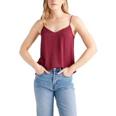 Quince Washable Stretch Silk V-Neck Cami - Burgundy