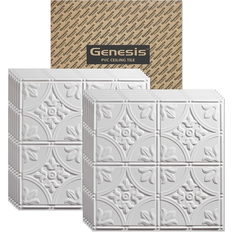 Genesis Designer Antique PVC Ceiling Tile 752-00, Waterproof & Washable, 2'L X 2'W, White 12/Case
