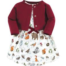 Touched By Nature Girls Organic Cotton Dress and Cardigan, Woodland Alphabet, Toddler