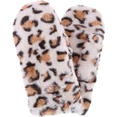 White Mittens CTM Leopard Print Synthetic Fur Mittens Women