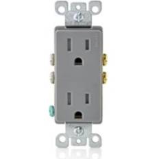 Switches Leviton 206-T5325-GY 15 A 125 V Gray Decora Tamper-Resistant Duplex Receptacle