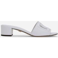 Dolce & Gabbana Damen Sandaletten Dolce & Gabbana Calfskin sliders with DG logo white