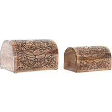 Brune Smykkeskrin Dkd Home Decor Box-Schmuckkästchen Braun Mango-Holz Dunkelbraun 23 x 15 x 15 2 Stück