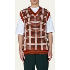 Red - Women Vests Marni Checked wool-blend sweater vest red