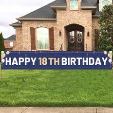 Happy 18th birthday Happy 18th birthday banner blue large 18th bday sign 18th birthday party outd