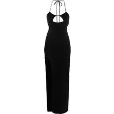 Off-White Cutout ribbed-knit gown black