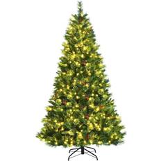 Costway 7ft White Iridescent Tinsel Artificial Christmas Tree with 1156  Branch Tips