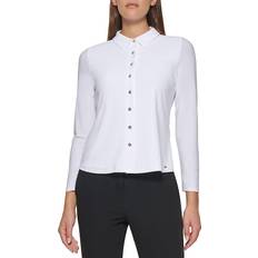 Tommy Hilfiger Women Shirts Tommy Hilfiger Women's Long Sleeve Collared Button Front Top - White