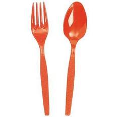 Fun Express Orange Fork/Spoon Plastic Cutlery Set Party Supplies 16 Pieces