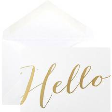 Cards & Invitations Jam Paper Greeting Card Sets 10/Pack Hello White with Gold Script