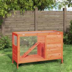 vidaXL Rabbit Hutch Brown 103x44x69.5 Solid Wood Pine Brown