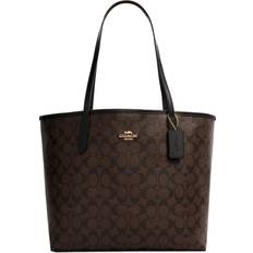 Coach Bags Coach City Tote In Signature Canvas - Gold/Brown Black