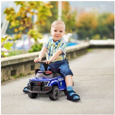 Ride-On Cars on sale Aosom Kids Push Ride On Car with Working PA System and Horn, Police Truck Style Foot-to-Floor Sliding Car for Boys and Girls with Under-Seat Storage