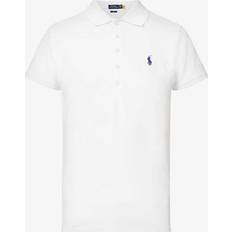 Dame Pikéskjorter Polo Ralph Lauren Mens White Logo-embroidered Cotton-blend T-shirt