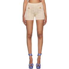 Gold - Women Shorts Balmain Beige Monogram Shorts FR