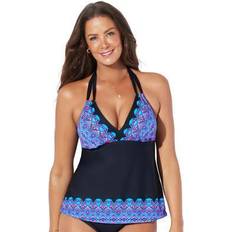 Swimsuits For All Women's Plus Size Faux Flyaway Underwire Tankini Top with  Adjustable Straps - 14, Neon Pink Floral