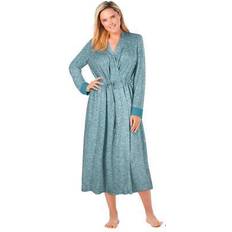 Turquoise - Winter Jackets - Women Outerwear Plus Women's Marled Long Duster Robe by Dreams & Co. in Deep Teal Marled Size 14/16