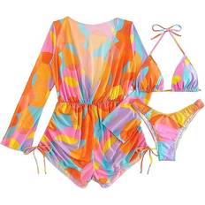 Polyester - Women Bikini Sets Shenhe Women's 3 Piece Swimsuit - Multicolored Allover Print