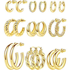 Adoyi 9 Pairs Hoop Earrings Set - Gold