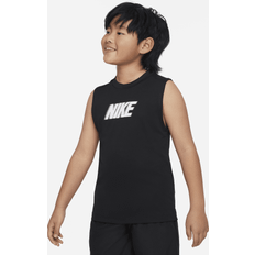 XS Oberteile Nike Boys' Dri-FIT Sleeveless Training Tank Top, Small, Black/White Back to School