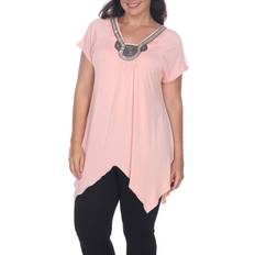 White Mark Fenella Top Plus Size - Coral Pink