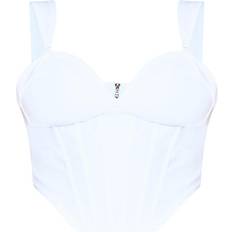 PrettyLittleThing Bandage Dip Hem Bust Cup Corset Plus - White