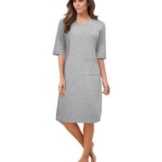 Cotton - Women Nightgowns Woman Within Ribbed Sleepshirt Plus Size - Heather Grey