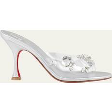 Christian Louboutin Silver - Women Shoes Christian Louboutin Degraqueen pvc silver leather mules