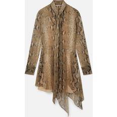 Stella McCartney Snake-effect silk chiffon shirt dress brown