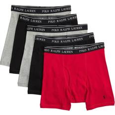 Boxers Men's Underwear Polo Ralph Lauren Classic Cotton Boxer Briefs 5-pack - Andover Heather/RL2000 Red/Polo Black