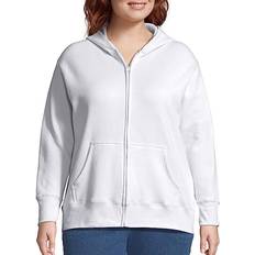 Just My Size Women's Zip-Up Fleece Hoodie Plus Size - White