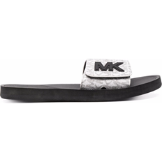 Michael MK Logo Pool Slide Sandals - Silver