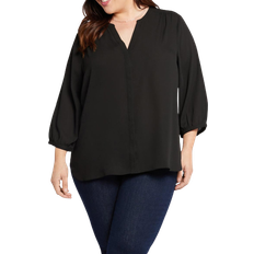 NYDJ Pintuck Blouse Plus Size - Black