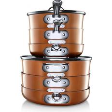 Martha Stewart Copper Hard Anodized Nonstick Cookware Set with lid 12 Parts  • Price »
