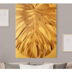 Wanddekos Leinwandbild Goldenes Monsterablatt auf 40.0 Wanddeko