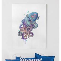 Lila Wanddekoration Tiere Hochformat Illustration Oktopus Bild