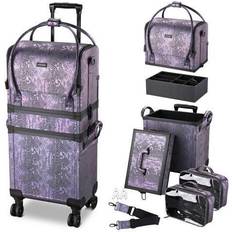Beauty Cases BYOOTIQUE Purple Makeup Train Case Lockable Rolling Cosmetic