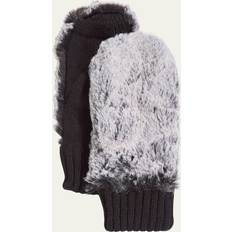 Faux-Fur Knit Mittens BLACK FROST