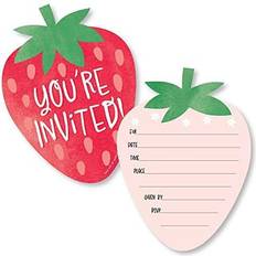 Big Dot of Happiness Berry sweet strawberry birthday shower invitation cards with envelopes 12 ct