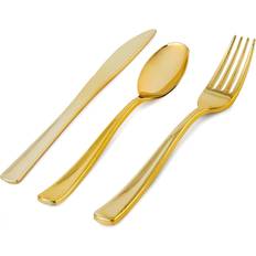 Stock your home 300 pack gold plastic cutlery -100 forks, 100 knives, 100 spoons
