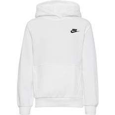 XS Overdeler Nike Older Club Fleece Pullover Hoodie - White/Black