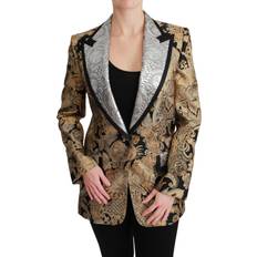 Gold - Women Blazers Dolce & Gabbana Black Gold Jacquard Blazer Women's Jacket