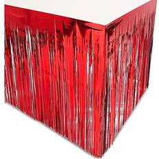 Red Photo Props, Party Hats & Sashes Sparkle and Bash Metallic Red Foil Fringe Table Skirt 3 Pack
